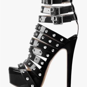 Chic Black Studded High Heels
